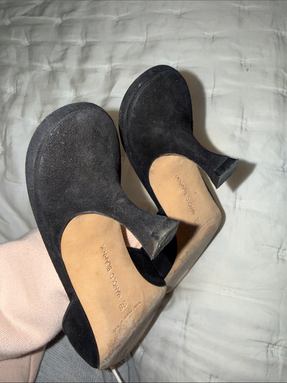 Manolo Blahnik Maysale Black Suede Pointed Toe Mule Slides - Picture 9 of 12
